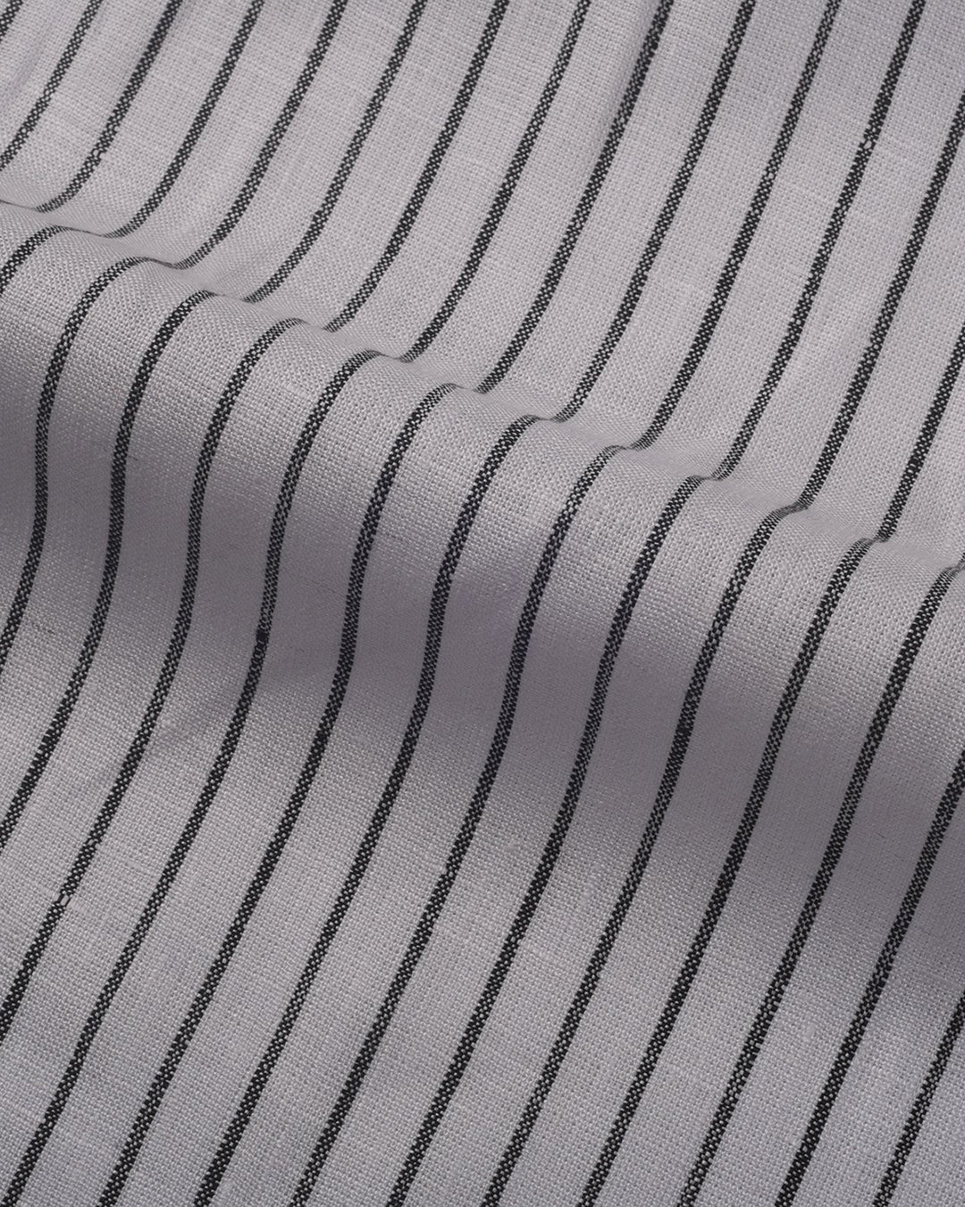 White Black Pin Stripes Linen