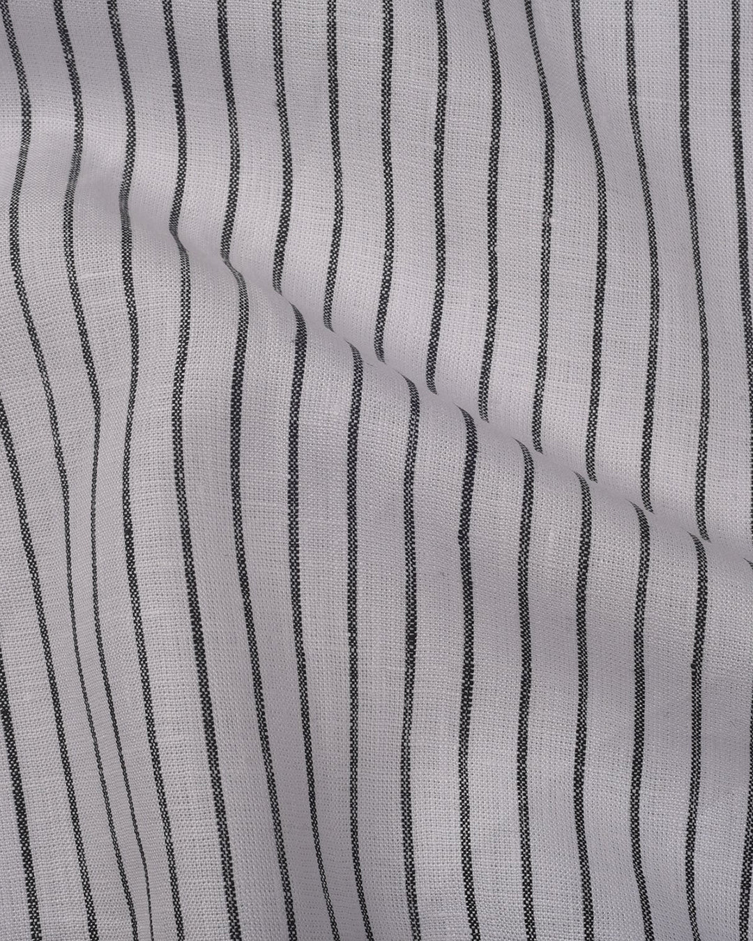 White Black Pin Stripes Linen