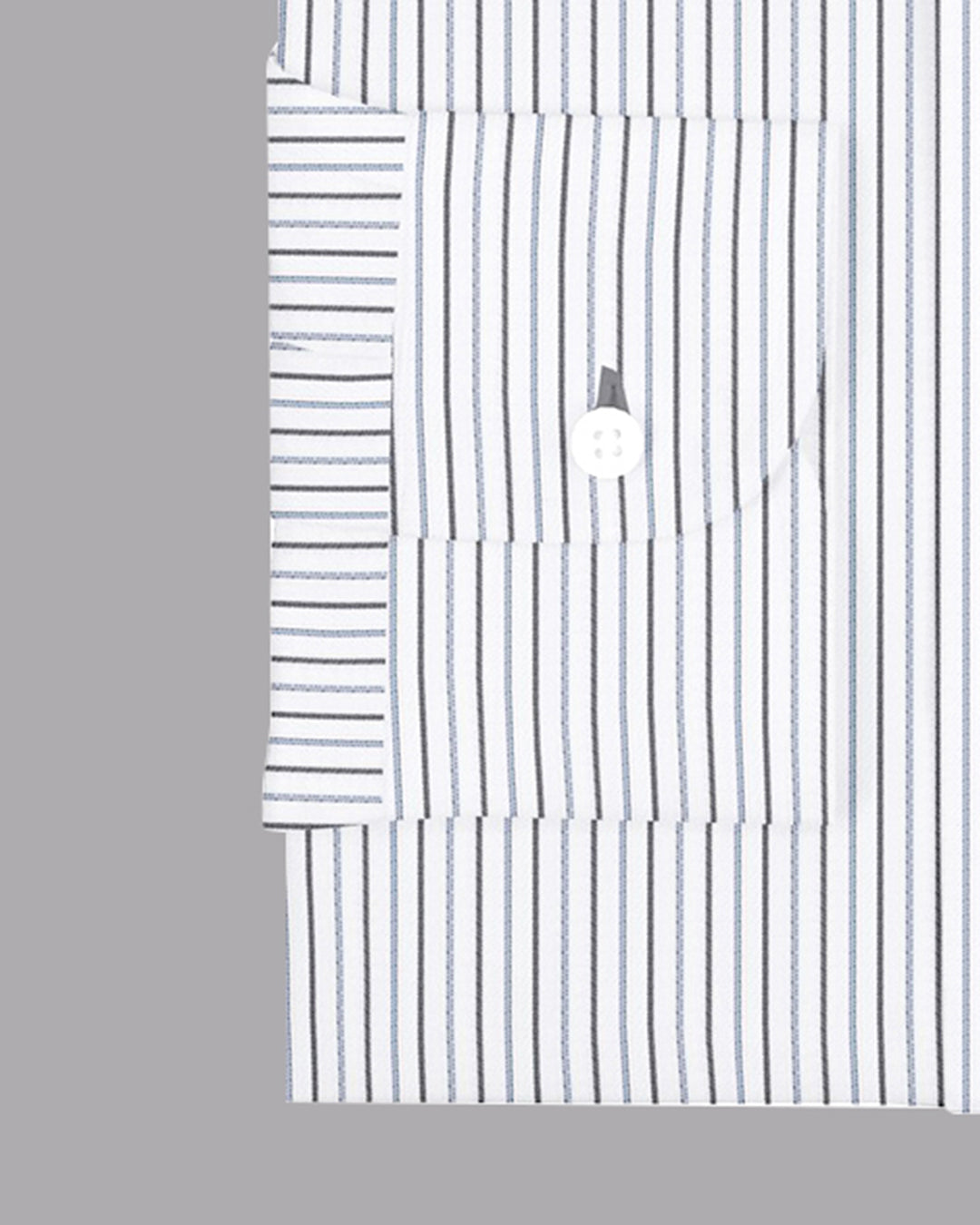 Cotton Linen: Black Blue Alternate stripes On White