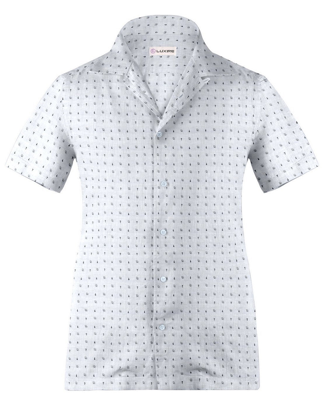 Camp collar PRESET STYLE in Linen: Grey Printed Marks On White