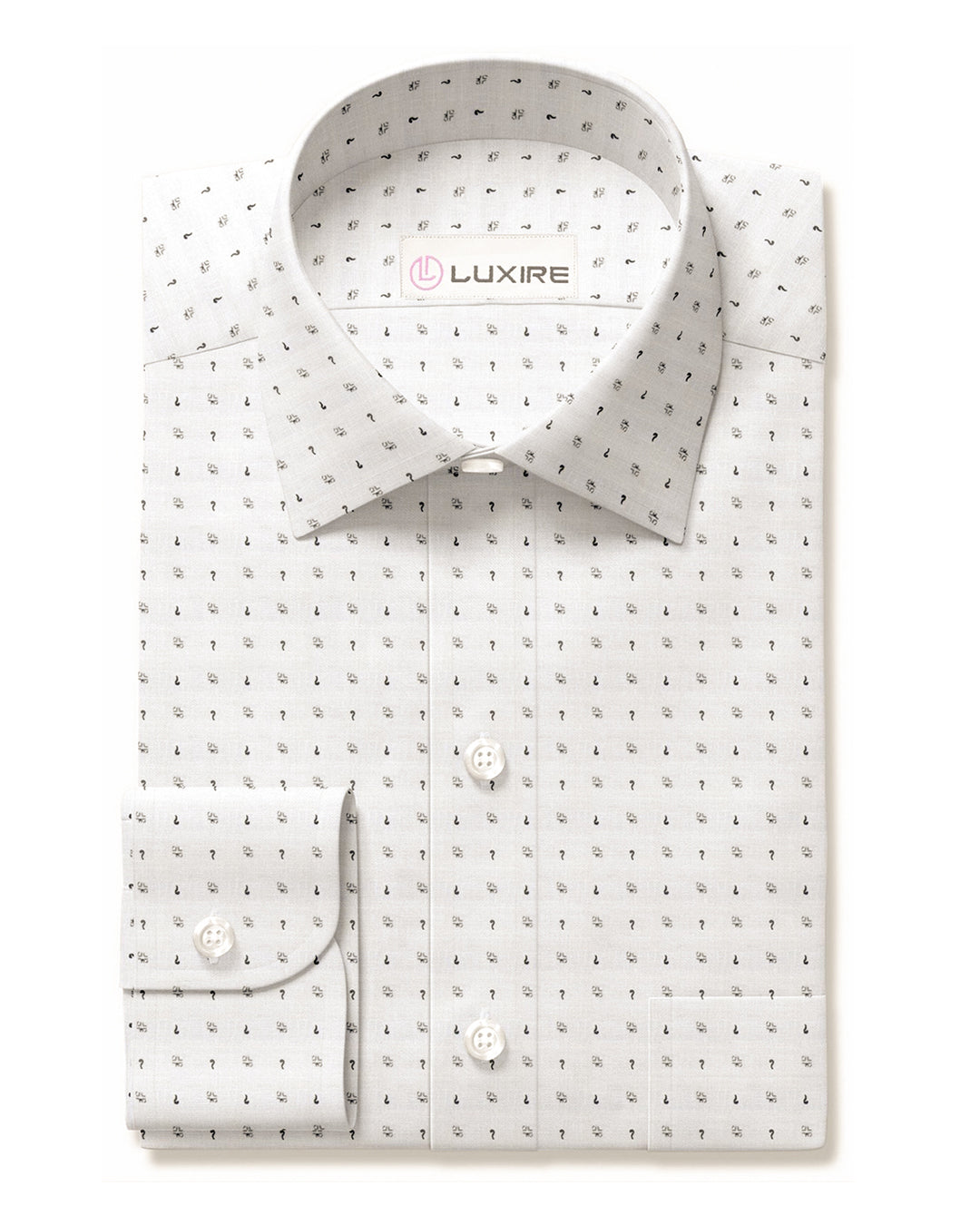 Linen: Grey Printed Marks On White