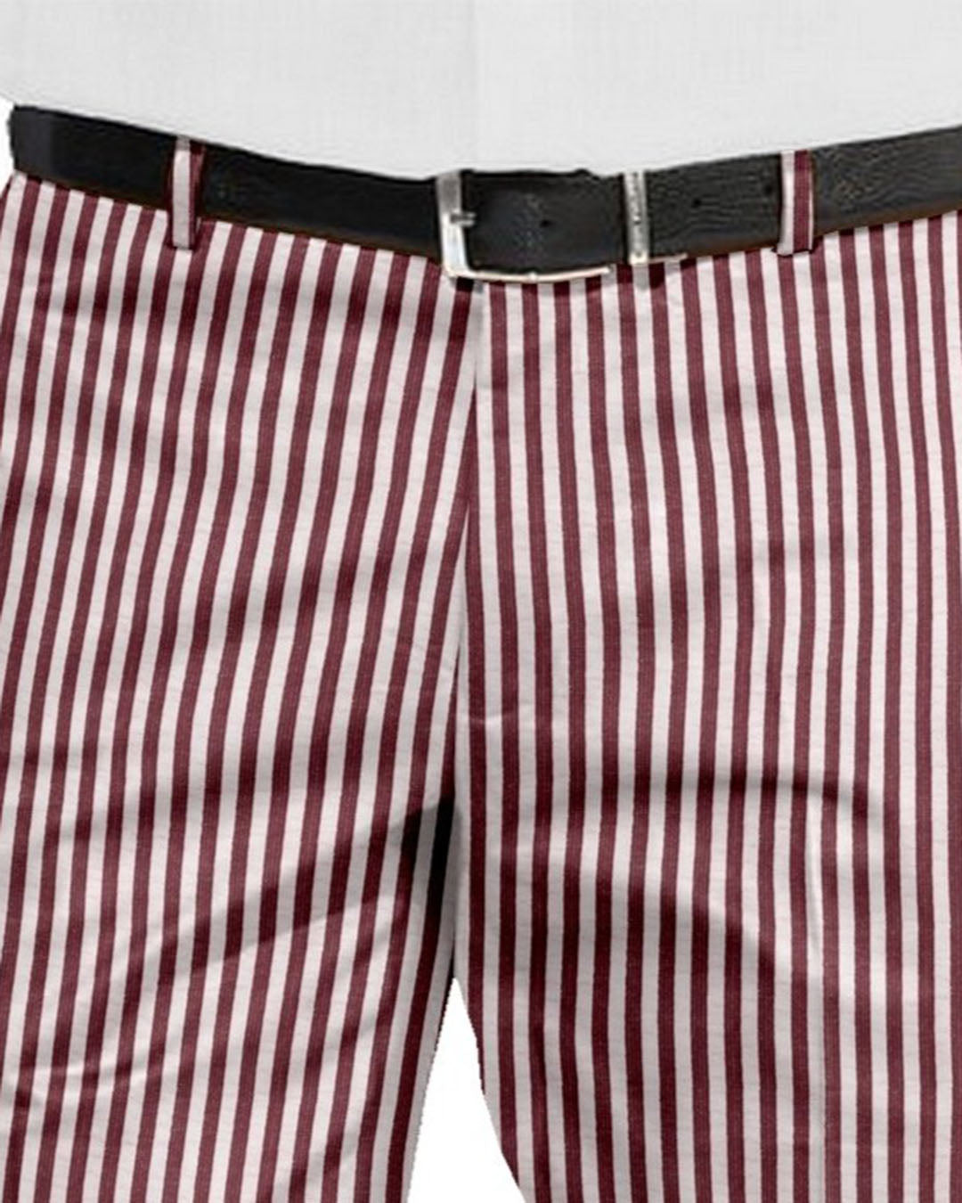 Shorts in Rose Red White Bengal Stripes Seersucker
