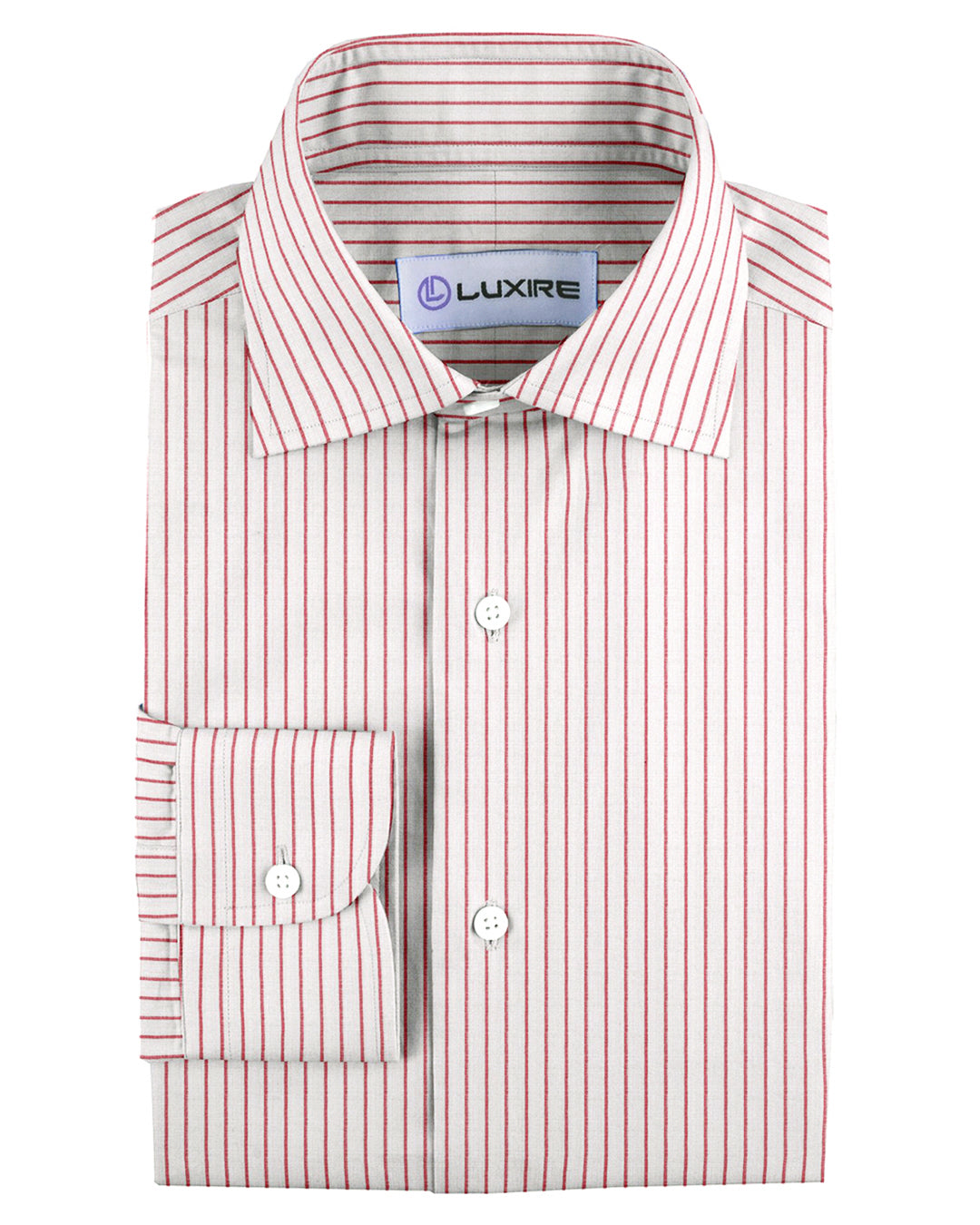Pullover Shirt in White Red Pin Stripes Linen